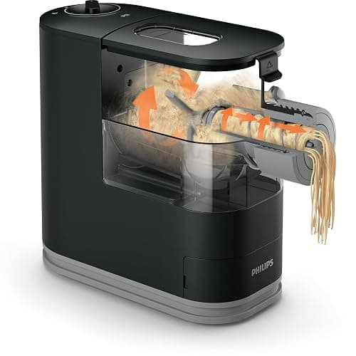 Philips Kitchen Appliances Compact Pasta and Noodle Maker, Viva Collection, Comes with 3 Default Classic Pasta Shaping Discs, Fully Automatic, Recipe Book, Small, Black (HR2371/05) thumbnail 3