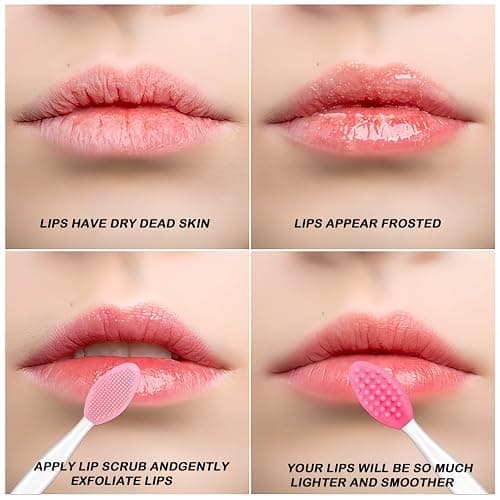 Lip Scrub Brush, Dual-ended Lip Scrubber Exfoliator and Silicone Lip Brush Exfoliator Tool Lightening for Dark Lips Nose Scrubber Lip Mask Applicator 3PCS thumbnail 3