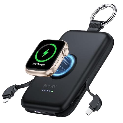 RORRY CharmGo Portable Charger, 10000mAh 20W Fast Charging Power Bank | Built-in Cables, Travel Keychain Battery Pack Essentials for Apple Watch 1~12 Series/Ultra/SE & iPhone 18 Pro Max/17/16/15 - Image 1