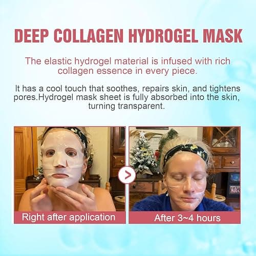 Kewhunt Deep Collagen Face Mask Overnight, Bio- Collagen Mask Real Deep Mask, Hydrating Hydrogel Masks with Low Molecular Collagen for Firming, Elasticity, Pore Minimizing 40g x 5ea Christmas Gifts thumbnail 4