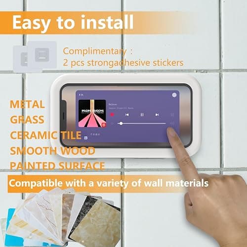 SZSUYAD Waterproof Shower Phone Holder,360° Rotation Shower Phone Case, Angle Adjustable, Anti-Fog High Sensitivity,for Bathroom,Batheub, Kitchen Wall,Compatible with 4" - 6.8" Cell Phones thumbnail 5