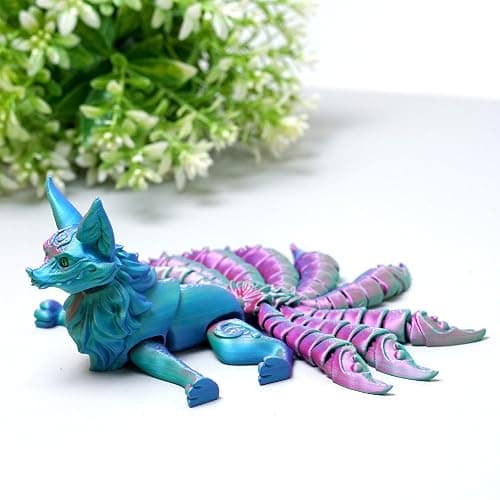 3D Printed Nine tailed fox Model,Flexible Realistic Articulated Animal Fidget Toys,Mystery Figurines Gifts for Easter,Executive Desk Funny Décor and Festival Collectible,Easter Basket Stuffers (PG) thumbnail 7