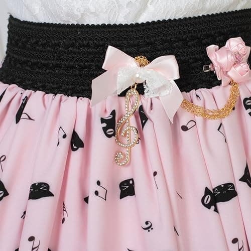 Hugme Pink Polyester Lace Piano Keybord Printed Lolita Skirt thumbnail 4