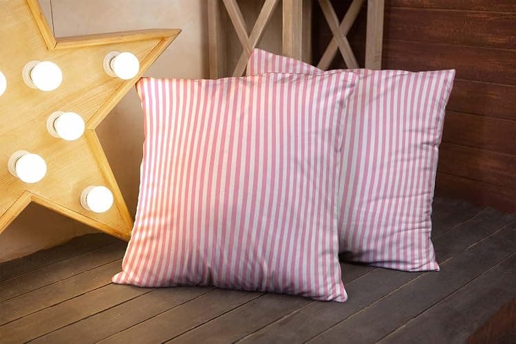 EMMTEEY Set of 2 Stripe Pink White Pillow Covers Geometric Stripes Throw Pillow Covers 18x18 Inch Decorative Pillow Cases for Couch Bedroom Living Room thumbnail 2
