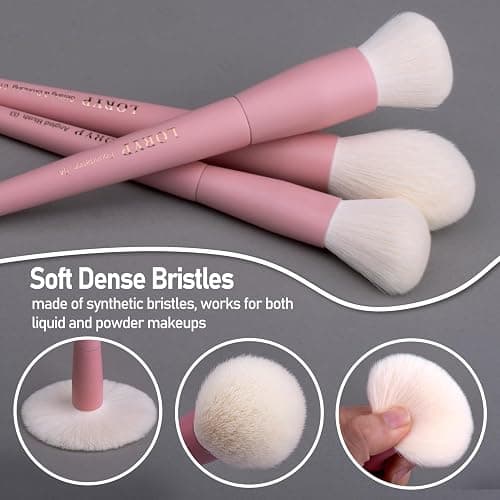 LORYP Makeup Brushes Set Labeled 18 Piece Face and Eye Brush Set Ultra soft hair Foundation, Concealer, Blush, Contour, Blending, Eyeshadow Pink Brush kit - Pink thumbnail 4