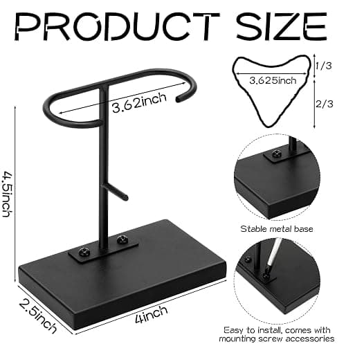 Chunful 2 Pcs Megalodon Shark Tooth Display Stand Metal Shark Tooth Holder Display Easel Holder for Slab Slice Fossil Flat Crystals and Minerals, 4 x 4.5'' (Metal Base) thumbnail 2