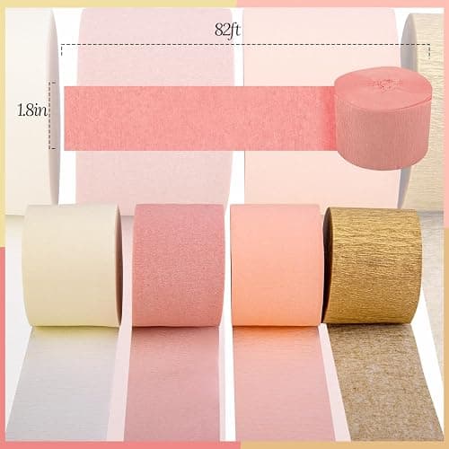 Riqiaqia Streamers Party Decorations,8 Rolls Pink Gold Crepe Paper Streamers for Wedding, Birthday, Bachelorette, Bridal Showerand Baby Shower Girl thumbnail 8