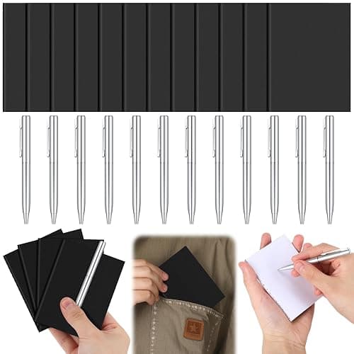 24 Pcs Mini Pocket Notebook Set, 2.5" x 4" Small Kraft Notebook Ballpoint Pen Bulk, Tiny Blank Paper, Mini Journal Sketchbooks Composition for Men Woman School Office Travel Gifts(Black Color) - Image 1