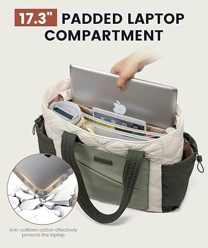 LOVEVOOK Tote Bag for Women, Puffer Bag and Work Bags with Zipper for Travel, Daily, School, Quilted Nurse Shoulder, 2pcs thumbnail 6
