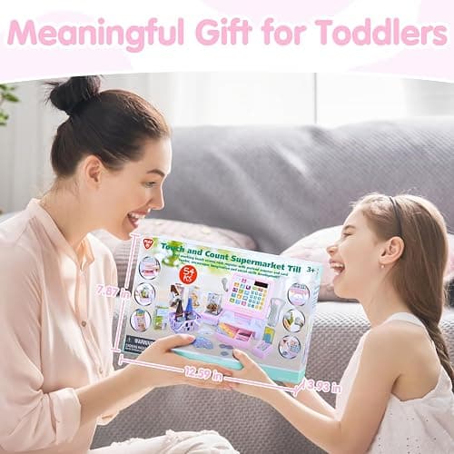 PLAY Kids Cash Register Toy - Pretend Play Calculator Register Toys with Microphone/Conveyors/Play Money/Scanner/Credit Card/Cans/Drink, 3+ Toddler Develops Early Math Skills Learning Toys thumbnail 8