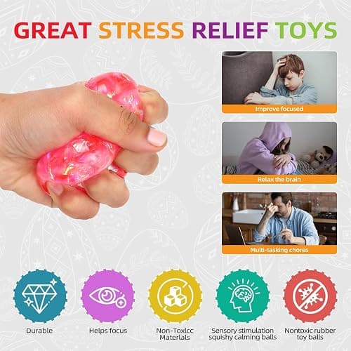 BEIGUO 8pcs Easter Egg Stress Balls,Squishy Stress Relief Toys for Easter Basket Stuffers, Easter Egg Fillers,Party Favors thumbnail 4