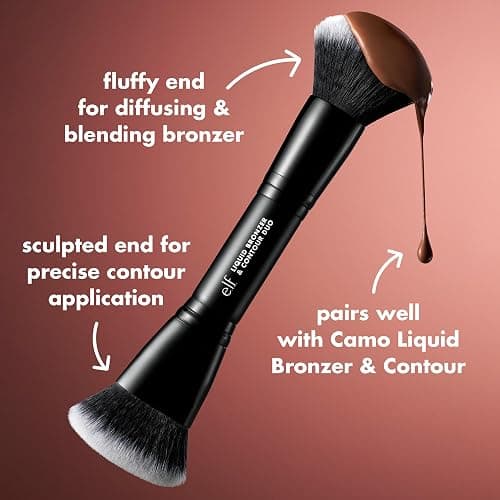 e.l.f. Liquid Bronzer & Contour Duo Brush, Silky Highly Pigmented Formula with Dual-ended Makeup Brush, Synthetic Bristles, 100% Vegan and Cruelty-Free thumbnail 2