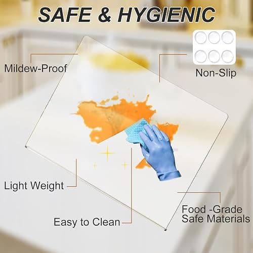 JJL Acrylic Cutting Board with Counter Lip, Anti-Slip, 16 x 12.5 Inches, Clear – Perfect for Cutting Bread, Meat, and Vegetables, Ideal Choice for Kitchen Countertop Décor thumbnail 4