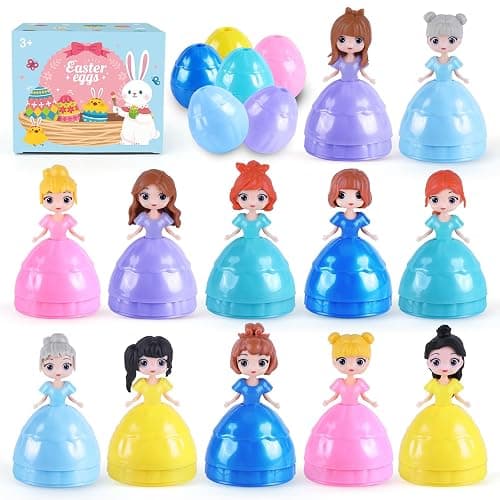 Uiseba 12 PCS Princess Prefilled Easter Eggs, Easter Basket Stuffer,Hunt Gifts for Kids, Classroom Prize and Party Favors - Image 1