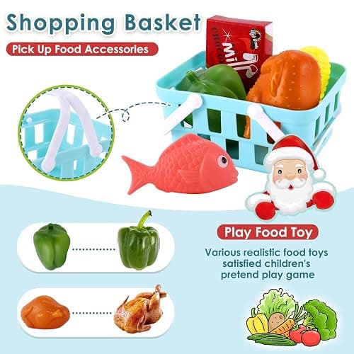 BUYGER Kids Till Cash Register with Scanner Pretend Shopping Playset | Sound and Light Scanner, Supermarket Dinette Cash Register for Children Birthday Gifts for 3 Years, Blue, 25 x 12 x 16 cm thumbnail 5