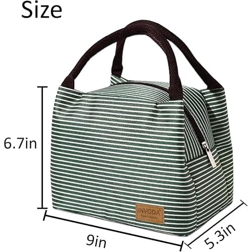 2PCS Lunch Bags Reusable Lunch Tote Bags Portable Lunch Cooler Bag Lunch Holder Insulated Lunch Box Bag for Picnic Office Beach (Green+Red) thumbnail 3