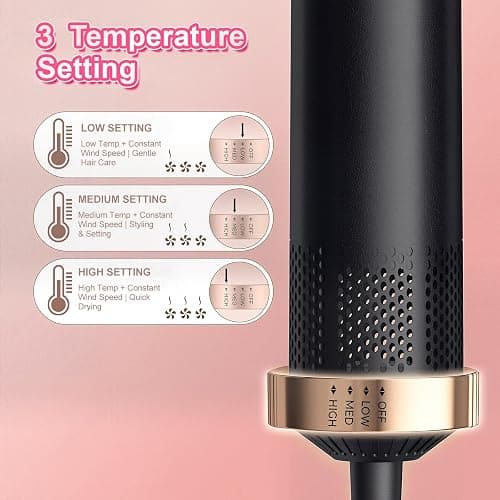 Dryhsip Warmluftbürste, 5 in 1 Hairstyler, Föhnbürste mit haartrockner für Frauen, Airstyler mit Föhn, Glätten,Lockenstab Automatisch, Haarglätter, Rundbürstenföhn, Eurostecker Styler (Classic Black) thumbnail 6
