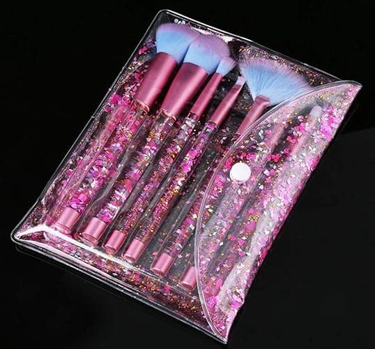 RAEEIKPHZ Unicorn Fan Makeup Brush Set,Crystal Sparkles Blue Blush Powder Fan Lip Eye Shadow Eyebrow Eye Blender Brush in Set thumbnail 7
