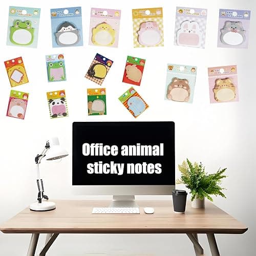 32 Pads Cute Sticky Notes, Animal Sticky Notes Self Adhesive Cartoon Notes Memo Pads Notes Page School Tab for School Office Supplies thumbnail 2