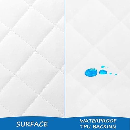 Bassinet Mattress Pad Cover 2 Pack Quilted Bassinet Mattress Protector Waterproof Bassinet Sheets (32"x17") for Boys & Girls, Fit for Hourglass/Oval Bassinet Mattress, White - Bassinet (32"x 17") thumbnail 2