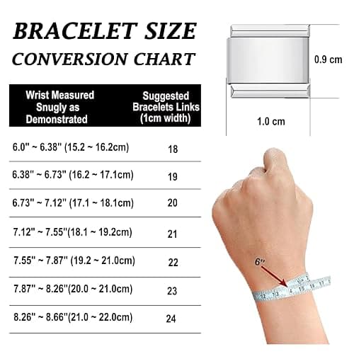 Custom Italian Charm Bracelet - 10 Personalized Charms, Stainless Steel, Silver, 6.75' Adjustable Link Bracelet with Tool - Moon, Star, Animals, Heart, Flowers & More thumbnail 4