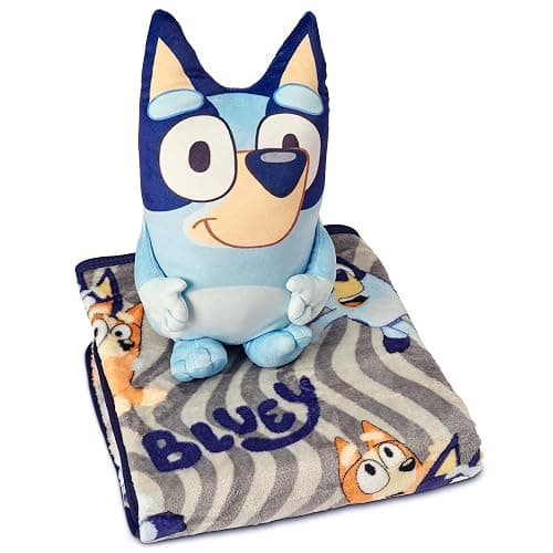 Bluey Fun Hugger Pillow and Throw Blanket Set – 11 inch Character Plush with 40x50 inch Soft Fleece Blanket – Cozy for Kids, Girls, Boys, Travel, Nap Time - Image 1