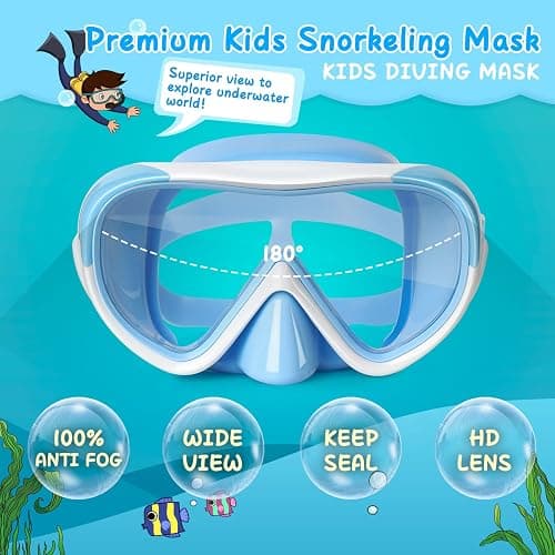 Kids Swim Goggles with Nose Cover 180° Panoramic Child Diving Mask Anti-Fog Swim Mask Swimming Goggles for Kids 4-15 thumbnail 2
