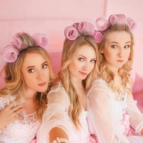 4 Sizes Hair Rollers for Women Set - 50 Pcs Hair Curler Rollers with Clips, Self Grip Hair Rollers for Long, Short Hair and Bangs, 25mm, 36mm, 48mm, 60mm, Pink thumbnail 7