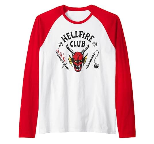 Stranger Things 4 Hellfire Club Logo Raglan Baseball Tee - Image 1