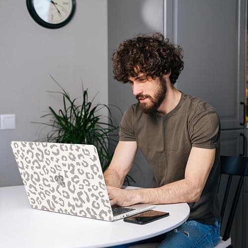 AKIT Compatible with MacBook Air 13 inch Case 2025 2024-2022 M4 M3 M2 A3240 A3113 A2681, Unique Hard Shell Laptop Case+Screen Protector+Keyboard Cover for MacBook Air 13.6 inch, Print Leopard Grey thumbnail 9