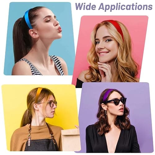 anezus 16 Pcs Satin Headbands Bulk 1 Inch Anti-slip Ribbon Hair Bands Plain Hard Headbands for Women Girls DIY Craft Hair Accessories (Multicolor) thumbnail 7
