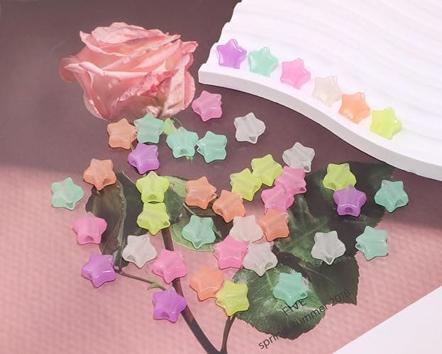 Tupalizy 100PCS Glow in The Dark Star Beads Pendant Colored Acrylic Pony Beads for Bracelets Jewelry Making Necklaces Hair Braids Earring Keychains DIY String Craft Projects Party Decor Gifts, 13mm thumbnail 2