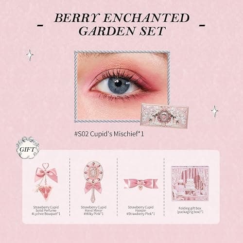 Flower Knows Strawberry Cupid 5-Piece Makeup Gift Box Set-Berry Enchanted Garden, Lip Cream + Solid Perfume + Pocket Mirror + Folding Gift Box(02 Berry Enchanted Garden Set Set) thumbnail 2