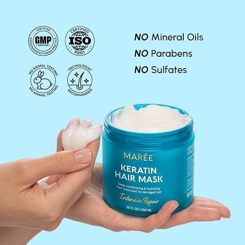 MAREE Deep Conditioning Hair Mask for Damaged Hair Treatment - Keratin Hair Care for Hydrating Growth Repair Moisturizing - Dry Curly Color Refreshing - Tratamiento Mascarilla Para el Cabello Seco thumbnail 9