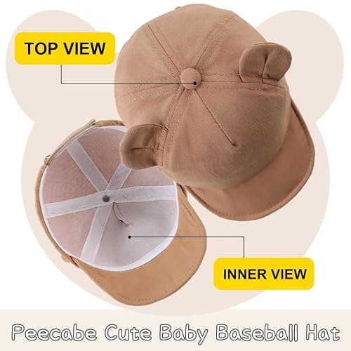 PEECABE Bear Ear Baby Baseball Hat Cotton Infant Toddler Sun Cap 3-18 Months Spring Summer thumbnail 2