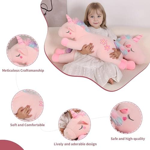32inch Cute Giant Pink Unicorn Plush, Jumbo Soft Body Pillow Pet, Large Rainbow Unicorn Stuffed Animals Toy, Big Doll for Kids Girls and Boys, Birthday, Valentine's Day thumbnail 4