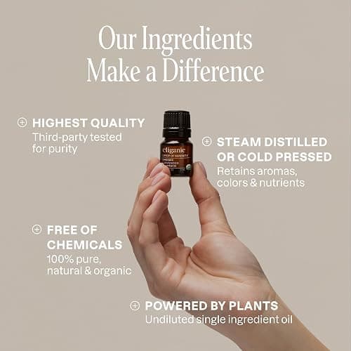 Cliganic Organic Essential Oils Set (Top 5 x 15ml) - 100% Pure Natural - Aromatherapy, Candle Making - Peppermint, Lavender, Eucalyptus, Lemongrass & Orange thumbnail 5