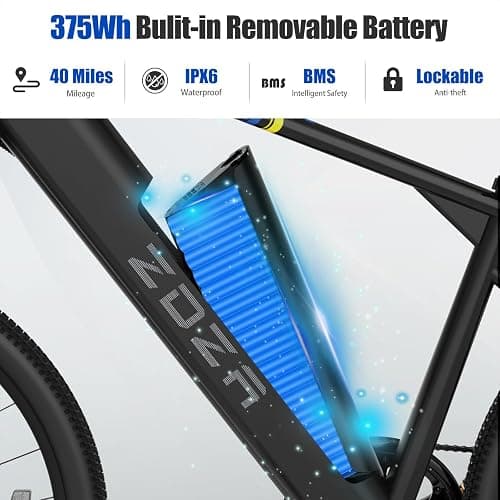ZDZA Electric Bike, 1000W Peak Motor, 26” Ebike for Adults, 40 Miles Range & 22 Mph Step-Over E Bike, Electric Bicycle for Commute, 7 Speed & Colorful LCD Display, UL2849 Certified thumbnail 3