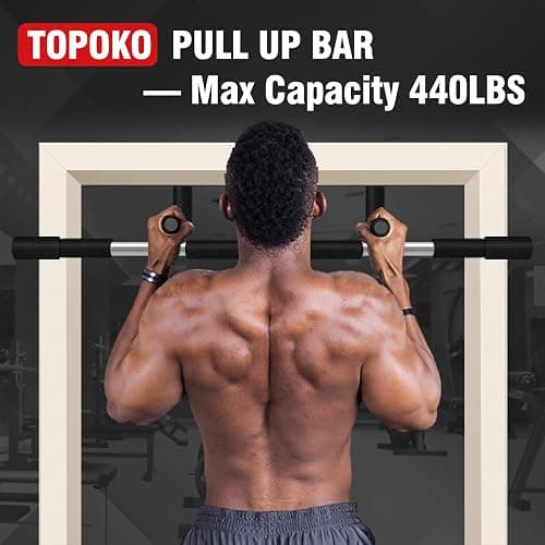 TOPOKO Upgrade Pull Up Bar for Doorway - Max Capacity 440 lbs, Portable Upper Body Workout Bar for Strength Training thumbnail 7