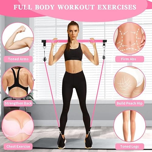Bbtops Pilates Bar Kit with Resistance Bands,Pilates Bar with Stackable Bands Workout Equipment for Legs,Hip,Waist and Arm,Exercise Fitness Equipment for Women & Men Home Gym Yoga Pilates thumbnail 4