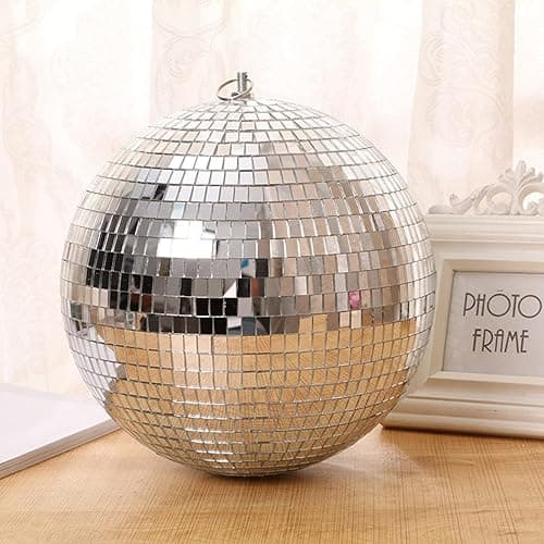 Mirror Disco Ball 8 Inch Hanging Disco Ball for Party Wedding Holiday Home Decoration, Silver thumbnail 2