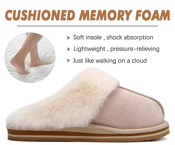 KuaiLu Womens Fluff Dual Memory Foam Slippers Ladies Cozy Arch Support Warm Scuff Slippers Slip on Comfy Winter House Shoes with Non-Slip Indoor Outdoor Hard Sole thumbnail 5