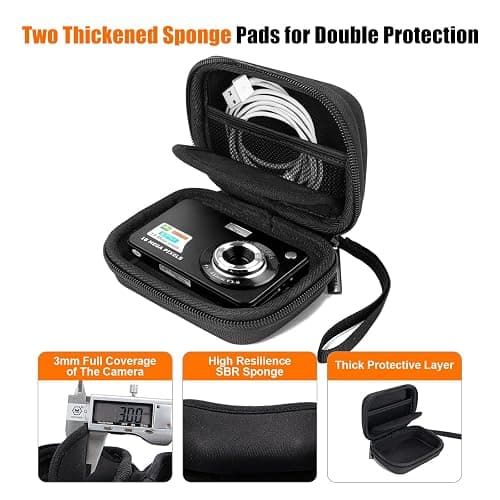 Cwatcun Carrying & Protective Case for Digital Camera, Small Camera Pouch for AbergBest 2.7" LCD Kodak Pixpro/Canon PowerShot ELPH 180/190 / DSCW830 Travel Cameras, Waterproof Shockproof Case - Black thumbnail 4