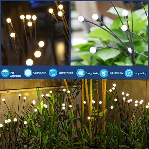 TONULAX Solar Garden Lights - Upgraded Solar Swaying Light, Sway by Wind, Outdoor Lights, Yard Patio Pathway Decoration, High Flexibility Iron Wire & Heavy Bulb Base, Warm White(2 Pack) thumbnail 4