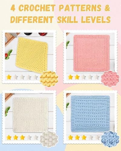 Aeelike Knitting Kit for Beginners, Complete Beginner Knitting Kit Easy Knitting Set Including Knitting Needles Set Cotton Yarn, Learn to Knit Dishcloth with Step-by-Step Instructions, Colorful thumbnail 4