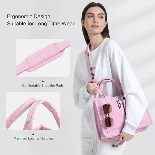 JIECH Canvas Tote Bag with Multi Pockets Crossbody Tote Bag for Women Bible Handbag Everything Tote Bags with Compartments thumbnail 3