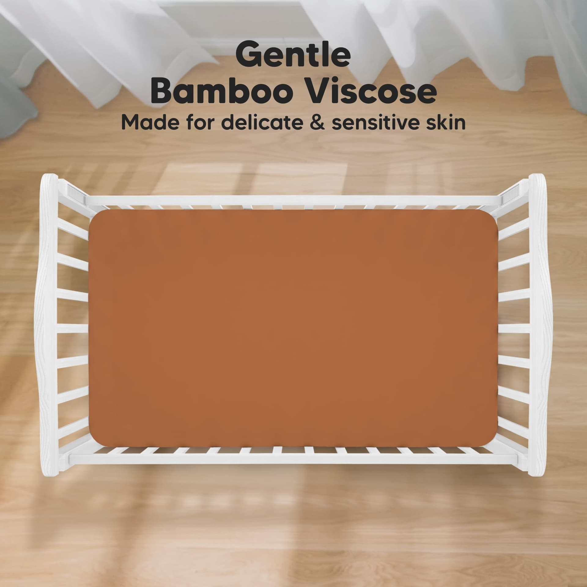 KeaBabies 2-Pack Bamboo Baby Cot Sheets for Boys, Girls - 130x70 Jersey Fitted Toddler Bed Sheets Neutral, Breathable Cot Mattress Cover for Standard Baby Bedding, Soft & Cozy (Rust) thumbnail 2