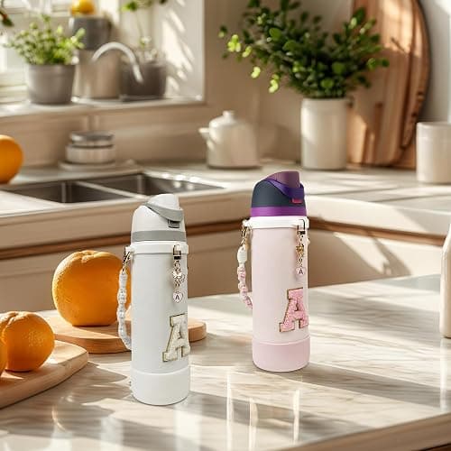 SITKOL Silicone Boot Cute Monogram Set Compatible with Owala Water Bottle 24 oz, 32 oz, 40 oz - Perfect Letter Owala Accessories for Owala Tumbler, Owala Free Sip, Pink Owala, Black Owala thumbnail 6