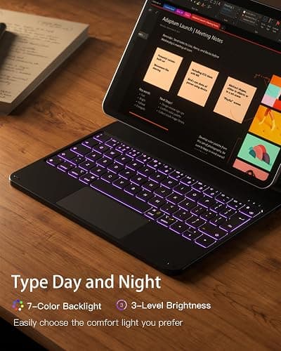 Inateck Magnetic Keyboard Case for iPad Air 11 Inch M3 2025/M2 2024, Air 5/4 Gen 10.9 Inch, Magic Keyboard for iPad Pro 11" 4/3/2/1 Gen, Floating Cantilever Stand, 7-Color Backlight, with Trackpad thumbnail 5