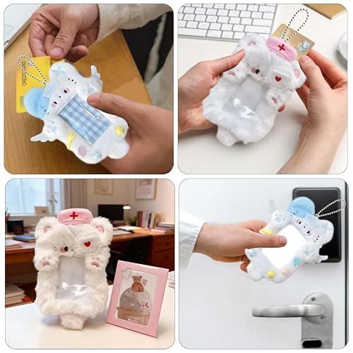 Kitten Nurse-Theme Photocard Holder with Clear Window -2 Pieces Plush Badge Case for Student Cards, ID, Bus Card & More thumbnail 4